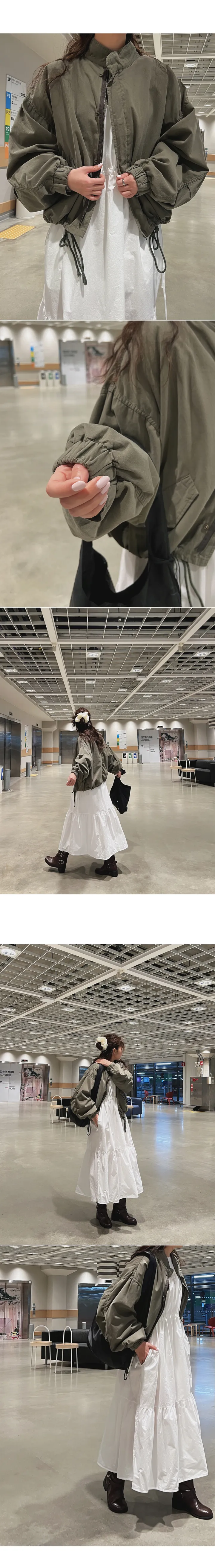 [4color]루즈핏 하이넥 스트링 야상 점퍼 상세 이미지 5