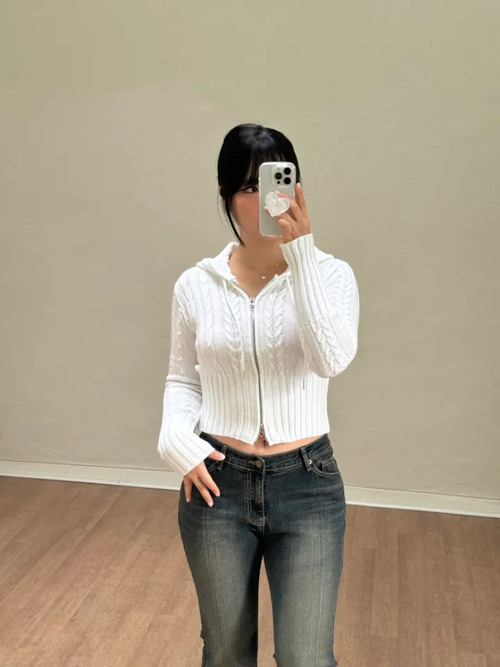 [~77/핏보장]비비 꽈배기 투웨이 니트후드집업 니트집업 상세 이미지 25