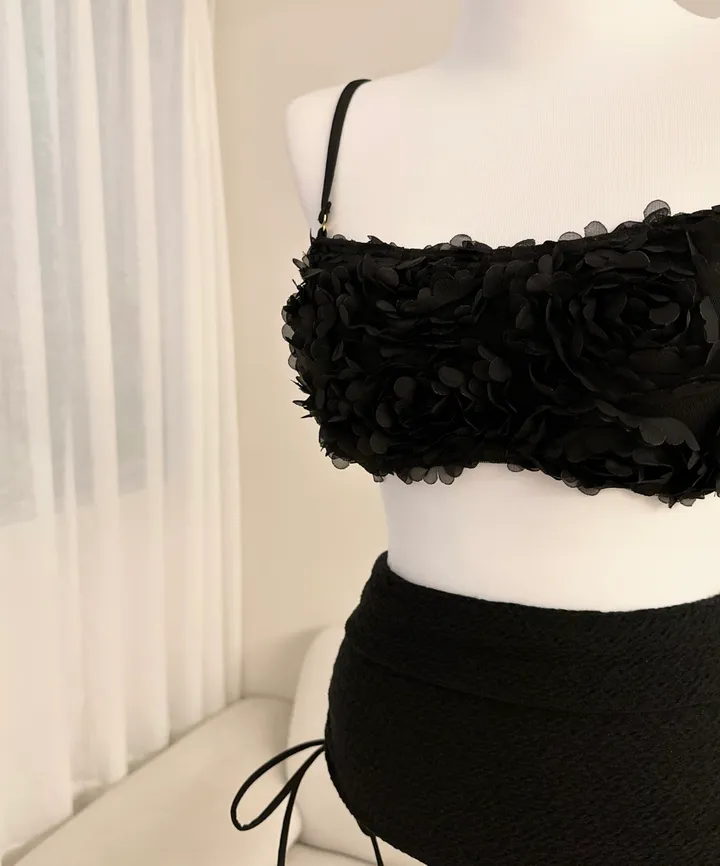 [최저가!!/리얼핏보장/셔츠set] 셔링 뱃살커버 하이웨스트 리본 커버업 웨딩 꽃 크롭 나시 탑 시스루 롱 셔츠 가디건 세트 3pcs 휴양지룩 비키니 모노키니 수영복 해외여행 상세 이미지 16