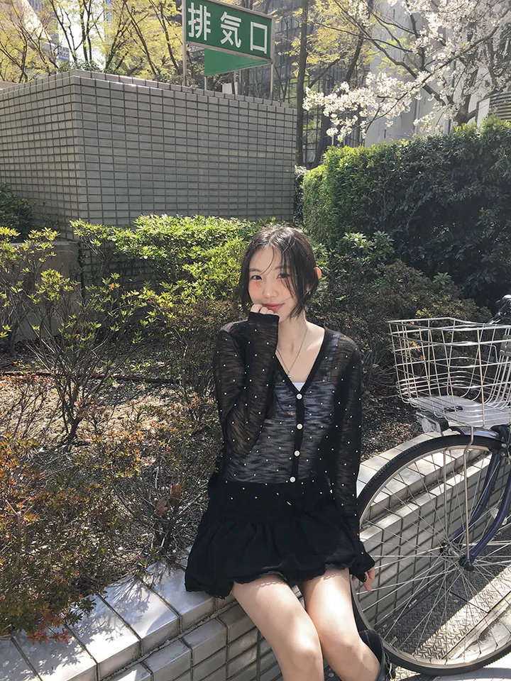 최저가![여리무드🤍시스루 도트 가디건 살안타템 여름가디건] 비비안도트시스루가디건 상세 이미지 33