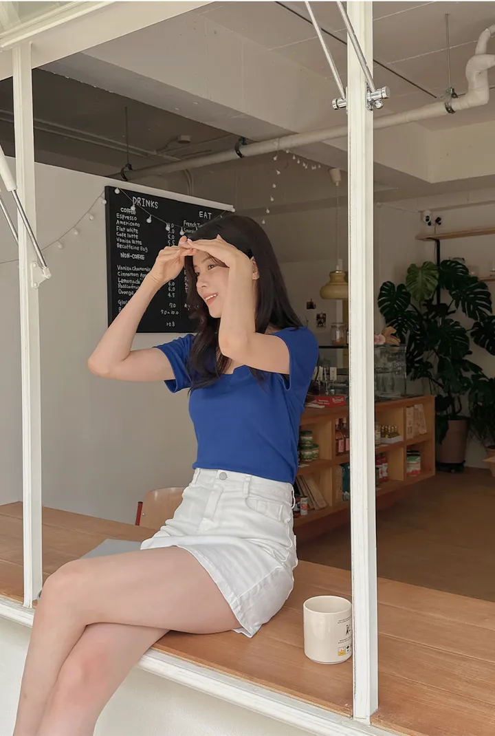 [44-110] [9천장 돌파✨] 유리빈 스판 U넥 슬림핏 크롭 티셔츠( 여름/데일리룩/여행룩/휴가룩/흠뻑쇼/워터밤/빅사이즈/110사이즈/자체제작/크롭/스판/스판좋은/쫀쫀한/쿨링/아이스/기본템/레이어드/베이직/부드러운 ) 상세 이미지 29