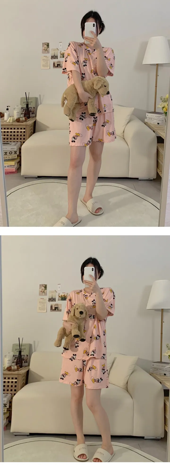 [디즈니정품] 치즈 디즈니 반팔 잠옷세트 빅사이즈 커플 여름 파자마 상세 이미지 34
