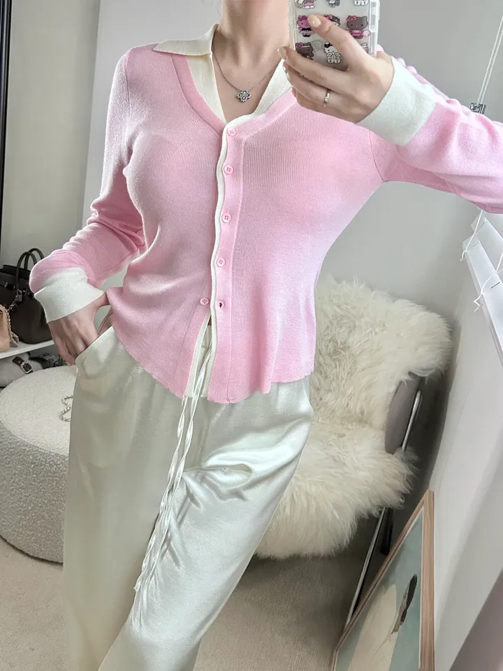(강추)브리에 카라 배색 니트 가디건 -3color / 맨투맨 후드 집업 청바지 데님 원피스 3부팬츠 반바지 상세 이미지 28
