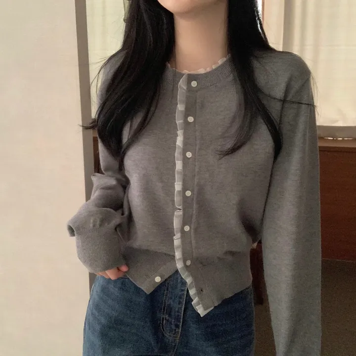 샤 셔링 프릴 레이스 가디건 상세 이미지 10
