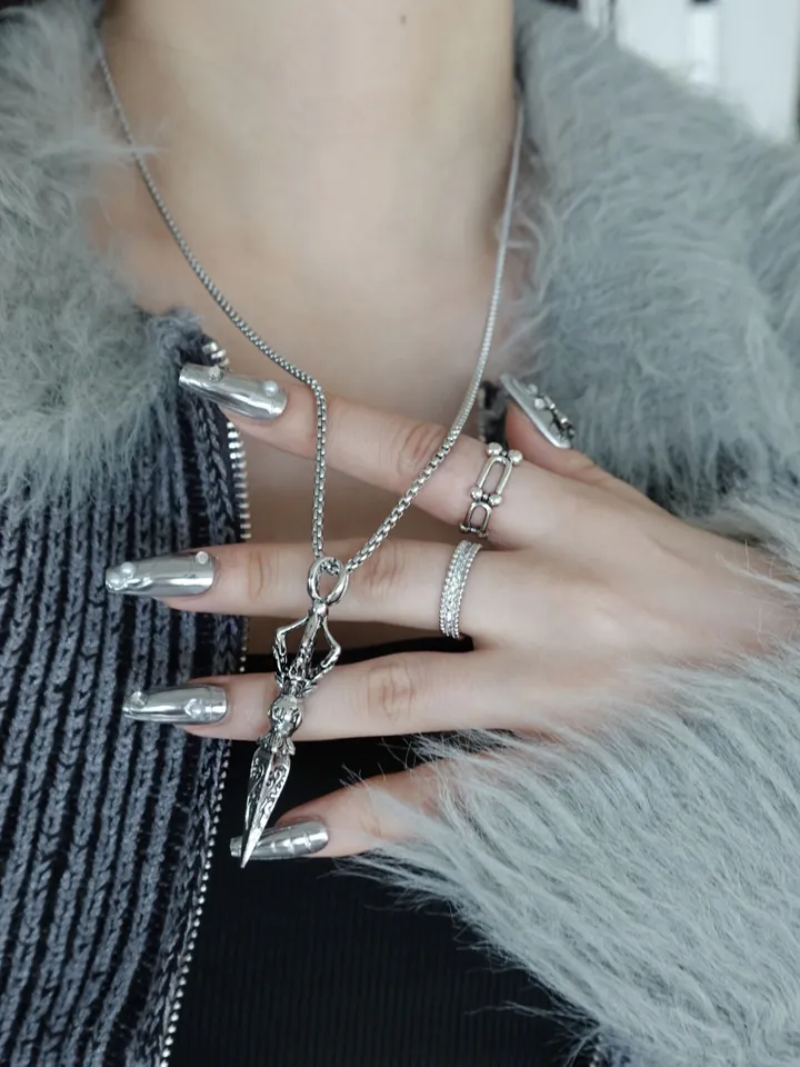 [s.steel] sculpture necklace | 조각 빈티지 목걸이 써지컬 상세 이미지 6