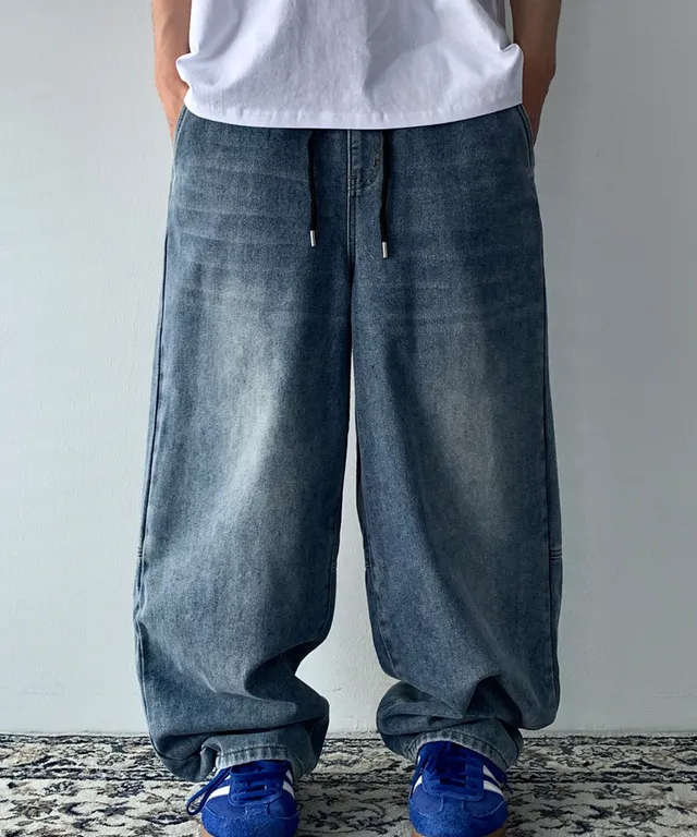 Balloon Curved Stitch Denim (1color) - 4910 | 패션이 쉬워
