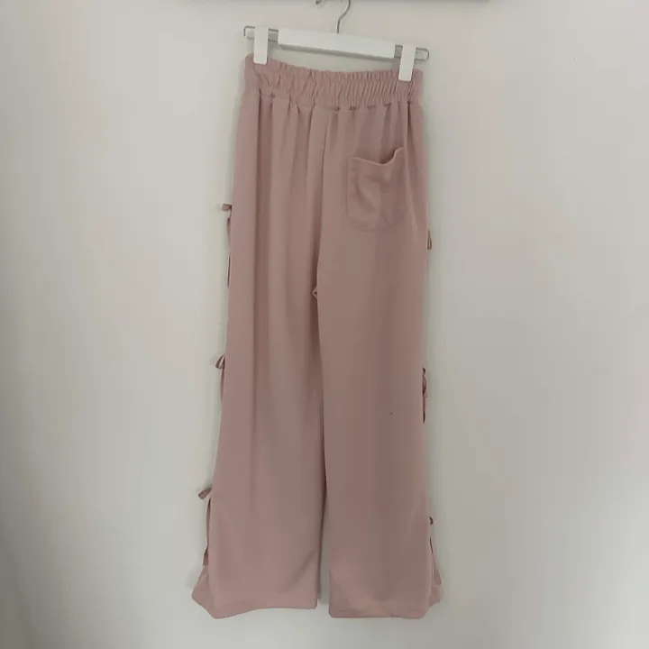 正規品♡リボンプルオーバー＆リボン柄ロングパンツ♡ダークグレー WOMEN 両面起毛カラーミックスグレンチェック ロングパンツ