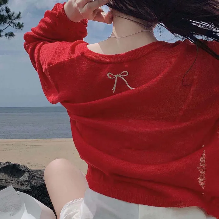 [재진행❤️/주문폭주]러블리 한도초과, 리본 자수 라운드넥 니트 가디건 상세 이미지 9