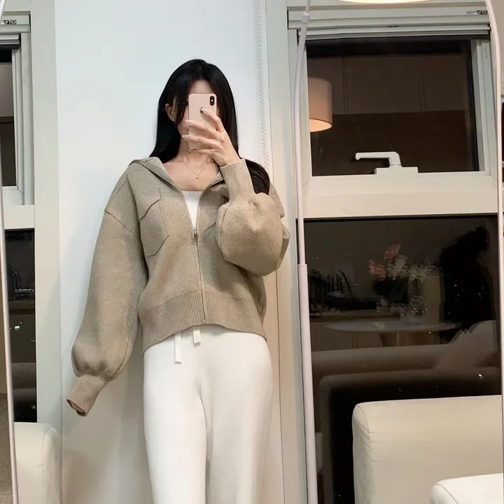 봄신상 고퀄리티 벌룬소매 아방핏 집업니트가디건  4COLOR 상세 이미지 11