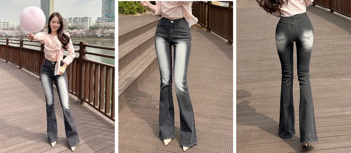 [자체제작/허리쏘옥/히든밴딩/기본,롱ver] -3kg 몸매 보정 워싱 롱 부츠컷 데님 청바지 롱팬츠 상세 이미지 3