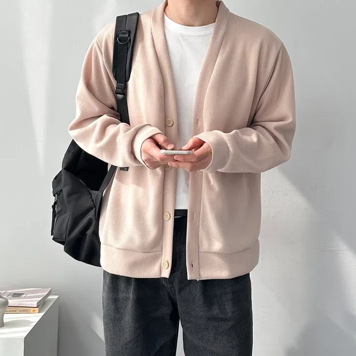 4color 어깨 +3cm 남녀공용 오버핏 소프트 루즈핏 니트 가디건 자켓 남자브이넥베이직가디건 상세 이미지 17