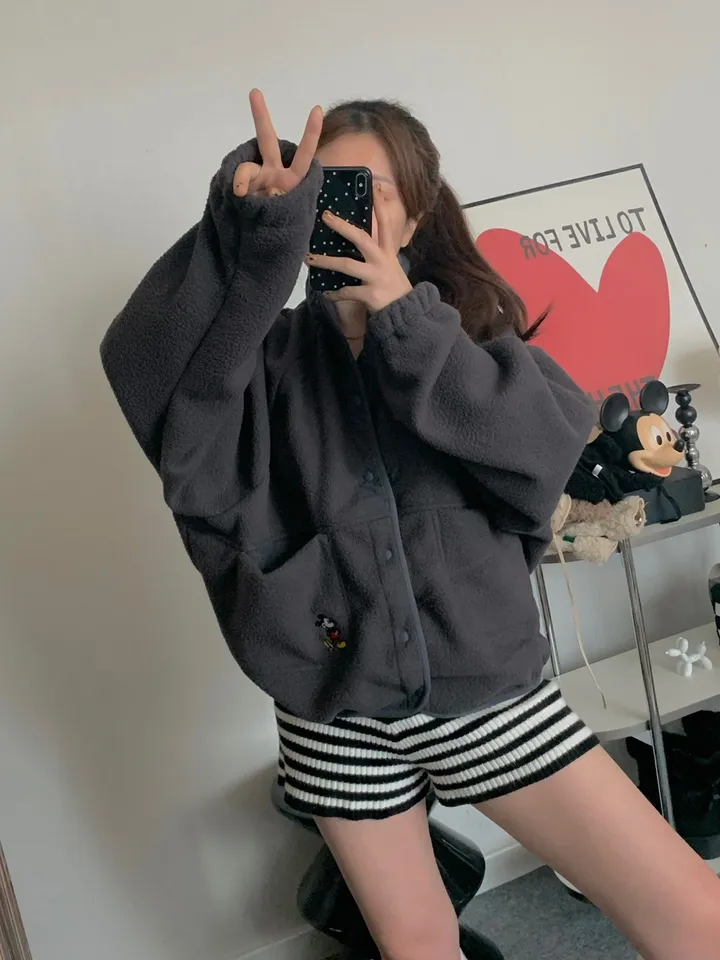 [🌠디즈니정품💭/남녀공용❤️/도링룩단독🤸] 미키 후리스 점퍼 미키마우스 캐릭터 뽀글이 집업 잠바 겨울 아우터 (3color) 상세 이미지 29
