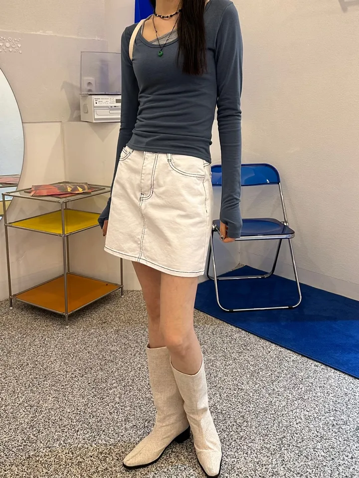 *라인대박 착붙 쫀쫀 스판 유넥 워머 데일리 긴팔 티셔츠 상세 이미지 7