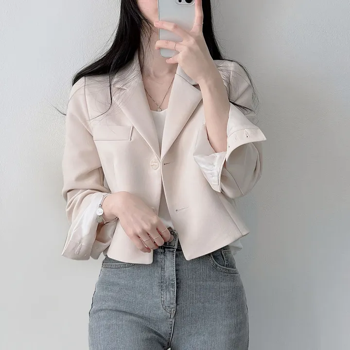 봄자켓*.* [패드없는, 퀄리티굿] 소매트임 크롭 자켓 상세 이미지 10