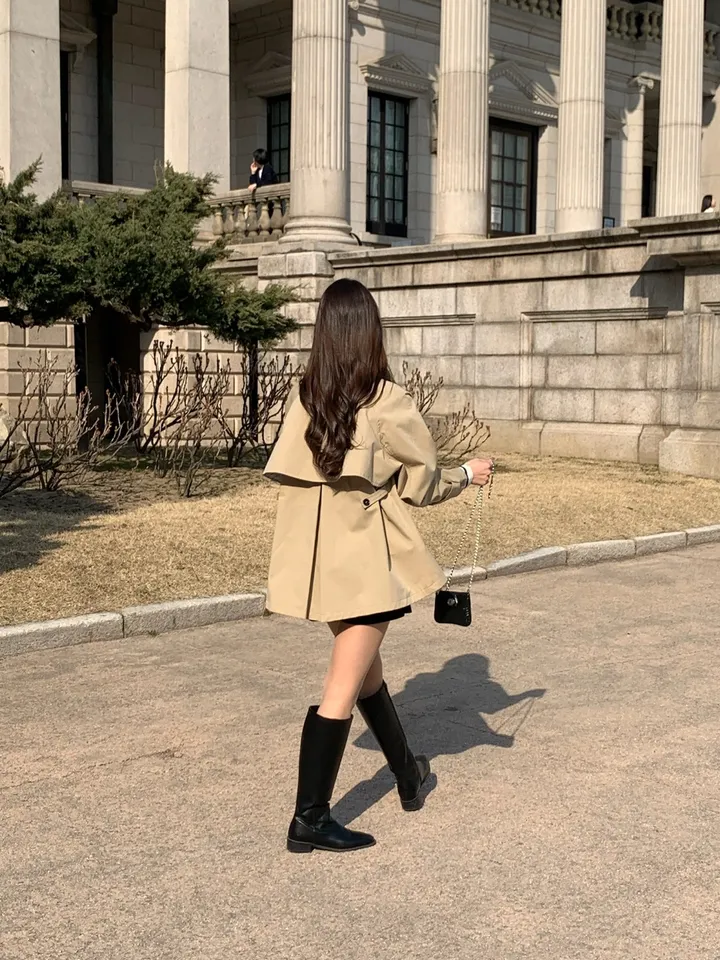 [*주문폭주!!/당일발송*] 파리 트렌치 케이프 하프코트 트렌치코트 트렌치하프 하프트렌치 코트 봄아우터 봄트렌치 절개트렌치 (1color) 상세 이미지 17