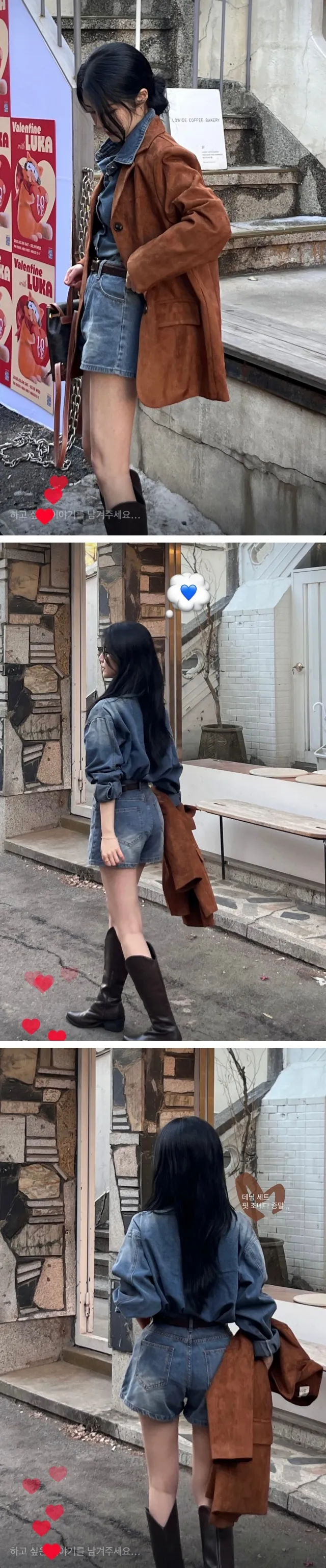 +반팔추가!![문의폭주/세트가격/S,M사이즈] 셀린 데님셔츠 청남방+데님 숏팬츠 세트 투피스 상세 이미지 3