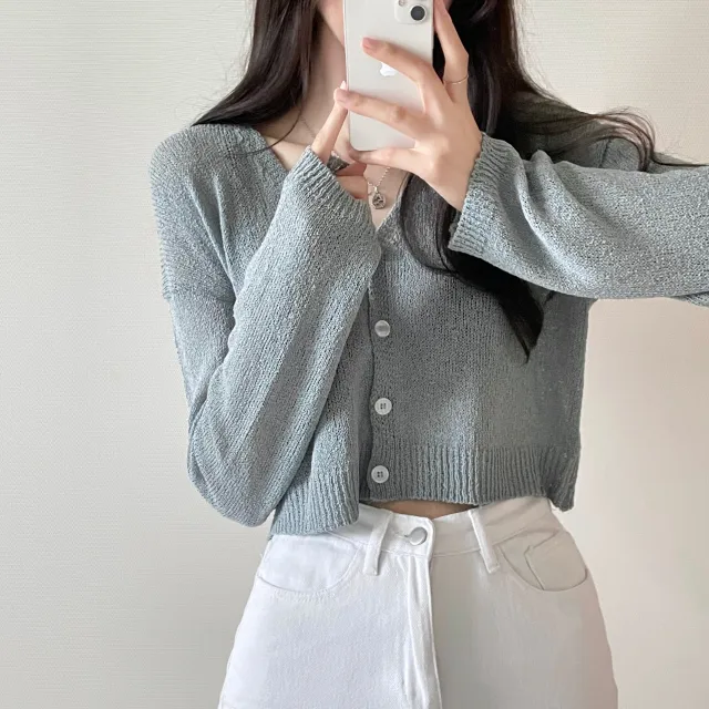 (5color)피넛 썸머 크롭 브이넥 가디건 상세 이미지 30