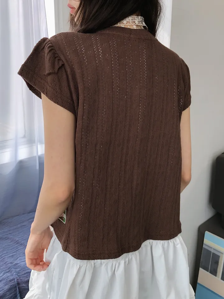 밤비 빈티지 펀칭 반팔 가디건 상세 이미지 11
