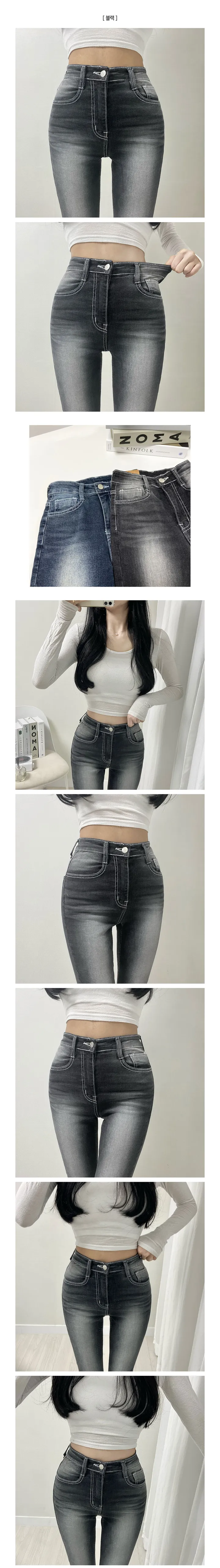 [컬러추가🔥/XS~L/수선걱정NO] 샌드 리얼 워싱 흑청 중청 연청 하이웨스트 컷팅 데님 스키니 바지 롱 팬츠 (3color) 상세 이미지 7