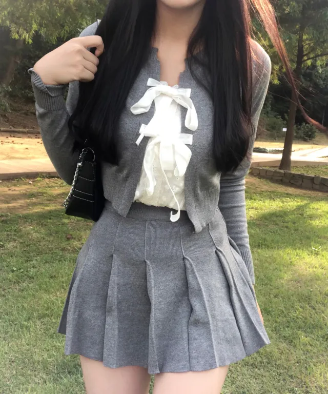 (다음날출고!)하이틴 리본 니트 투피스