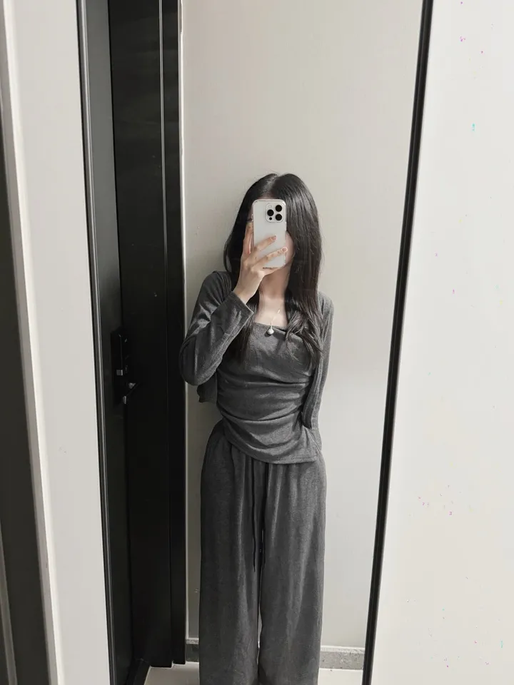 💓3set/여리핏💓 파우더 셔링 투피스 세트 코디세트 나시가디건세트 트레이닝세트 상세 이미지 15