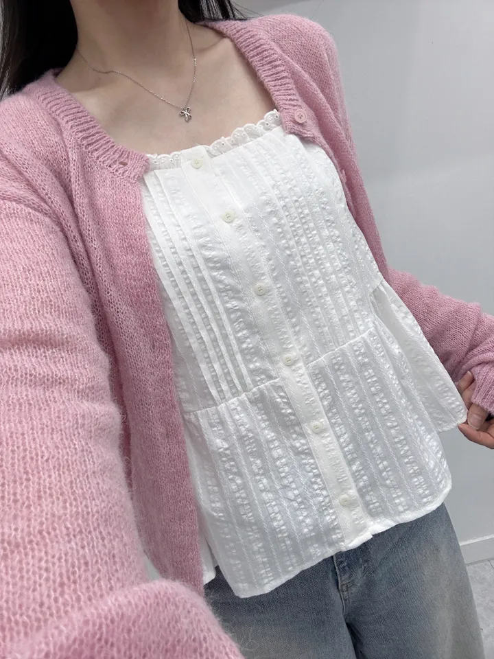 [여리핏/주문폭주] 뽀용 파스텔 라운드 알파카 니트 가디건/ 알파카가디건 여리가디건 봄가디건 간절기가디건 핑크가디건 청순여리 봄옷 레이어드 루즈핏가디건 얇은가디건 핑크가디건 상세 이미지 18