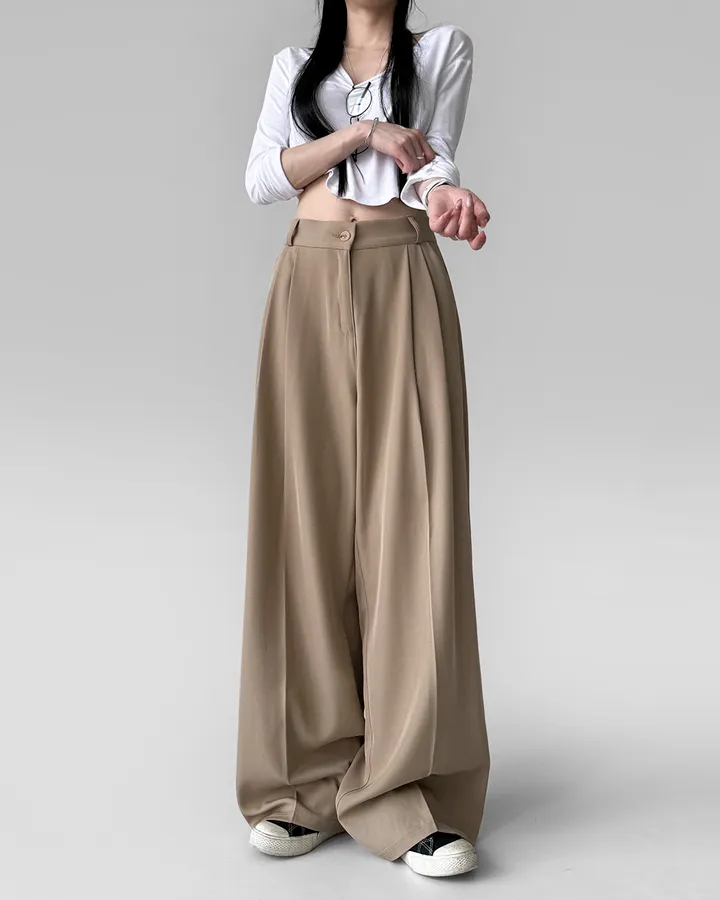 [4계절템/숏,롱/~2XL] 올리브유 메가 통 와이드 더블 핀턱 사계절 슬랙스 상세 이미지 50
