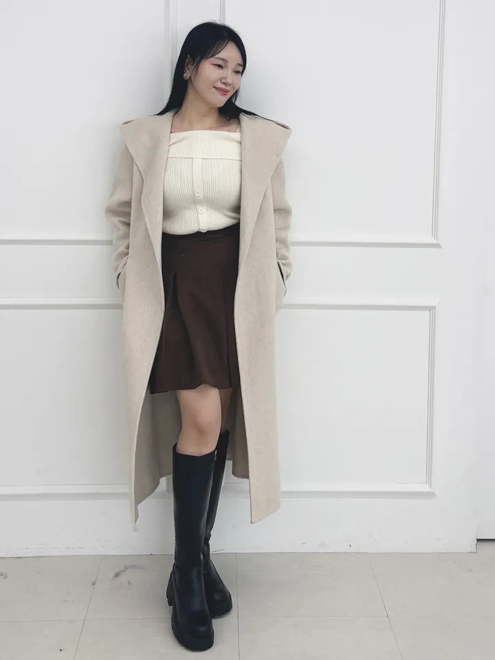 자체제작 원단부터 다른 핸드메이드 양모 후드코트 리얼빅사이즈, 가벼운코트,연말룩, 하객룩 110까지 상세 이미지 28