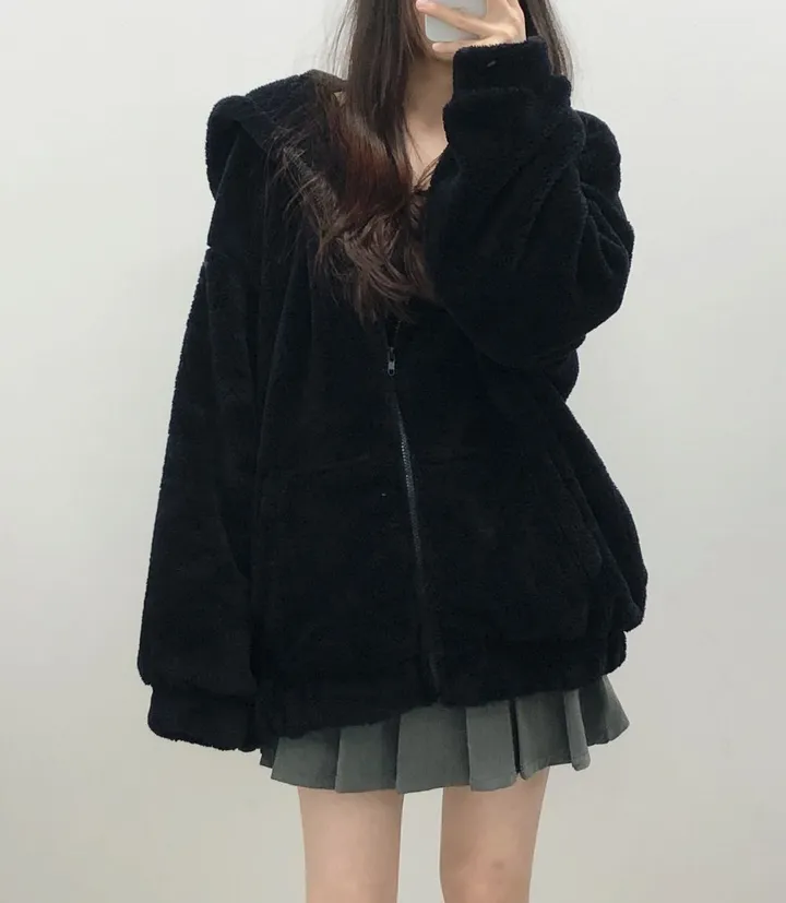 [보아털] 오버핏 포근한 두꺼운 털 빅후드 집업 상세 이미지 9