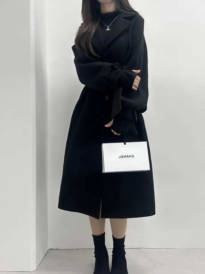 [개강룩/핏보장] 러블리 퍼프 몽글 롱 코트 울코트 (4color) 상세 이미지 38