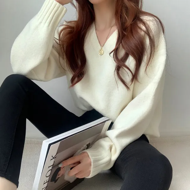 [ 무조건 소장 추천! 인기만점 ] 데일리 루즈핏 V넥 니트 상세 이미지 14