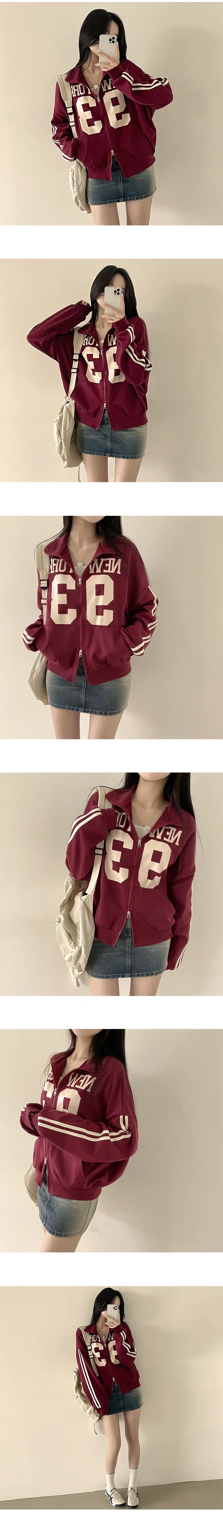 [투웨이/아방핏] 귀여움 보장! 뉴욕 레터링 하이넥 카라 루즈핏 투웨이 집업 (6color) 상세 이미지 7