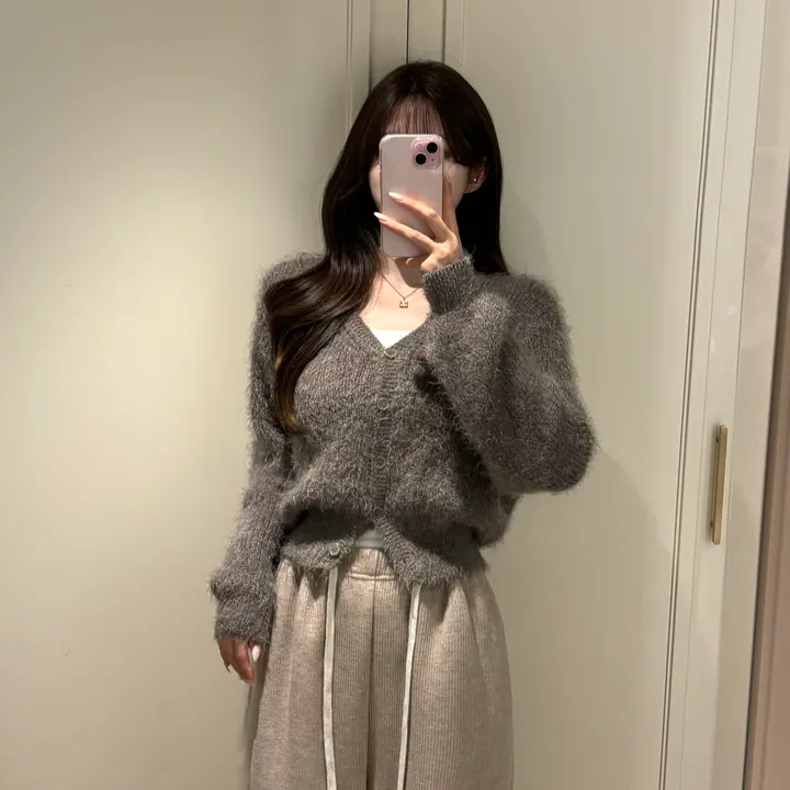 [데일리/청순여리] 앙고라 세미크롭 니트 가디건 봄신상 봄가디건 (6color) 상세 이미지 8
