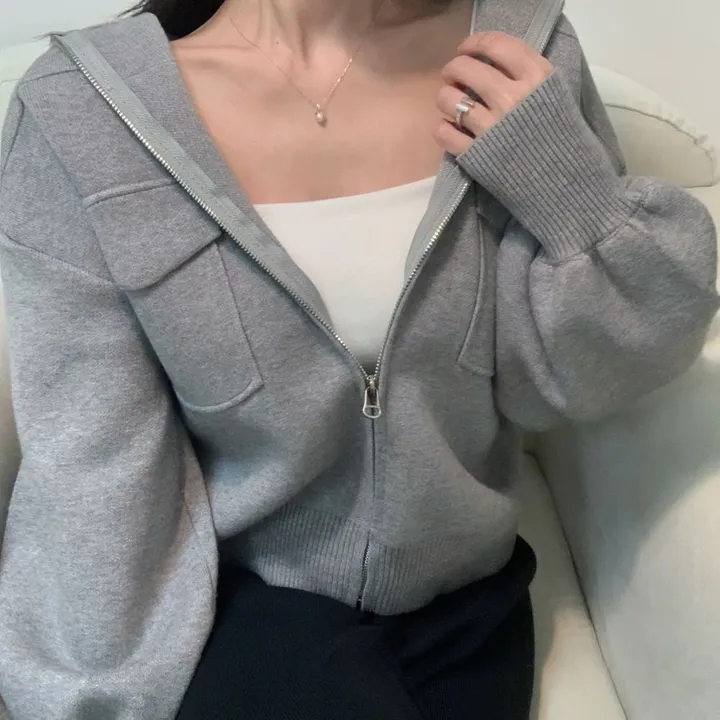 봄신상 고퀄리티 벌룬소매 아방핏 집업니트가디건  4COLOR 상세 이미지 21