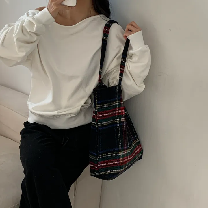 🌼2color🌼 윈터 체크 에코백🚚당일출고🚚 (그린, 네이비) 크리스마스, 연말파티, 겨울신상⛄︎ 상세 이미지 2