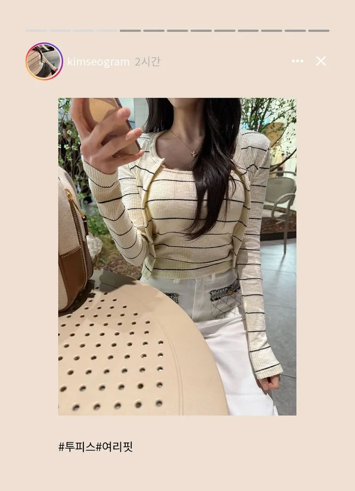 스트라이프 가디건+나시 투피스 상세 이미지 3