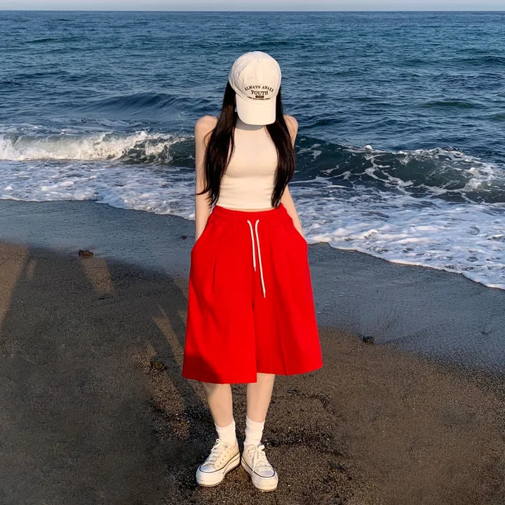 [핏보장🖤/L-XL] 발리 버뮤다 원턱 밴딩 와이드 숏 허리밴딩 트레이닝 팬츠 바지 키작녀 키큰녀 빅사이즈 남녀공용 상세 이미지 21