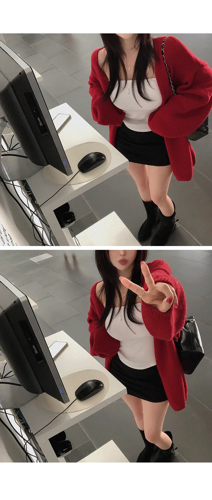 [고퀄/아방핏!] 델라 원버튼 루즈핏 벌룬가디건 아방가디건 레드가디건 도톰가디건 가을가디건 가을아우터 가을옷 가을신상 봄가디건 봄아우터 봄옷 봄신상 상세 이미지 7