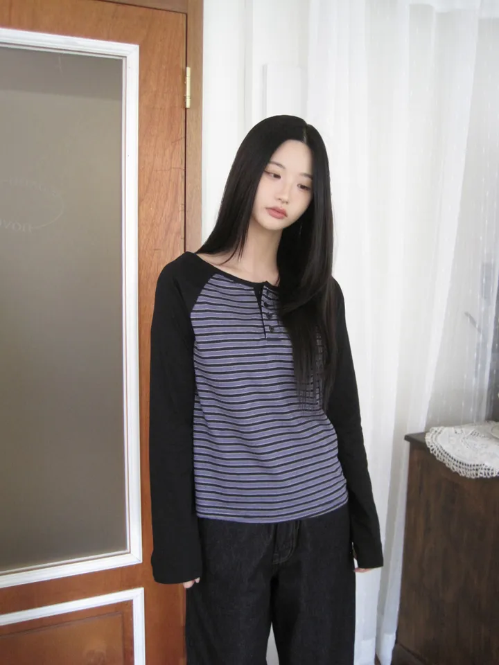 긴팔 티셔츠 모델 착용 이미지-S1L37