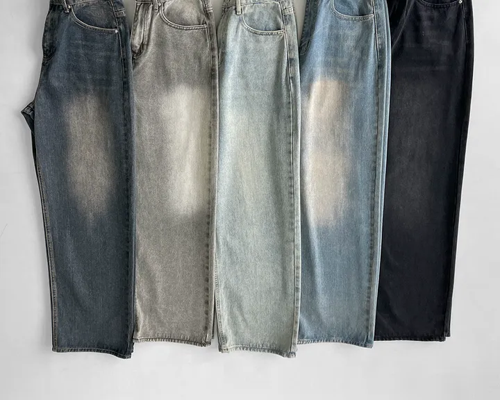 [3기장/~3XL] 스모크 워싱 와이드 정핏 일자 캐쥬얼 데일리 데님 팬츠 바지 상세 이미지 117