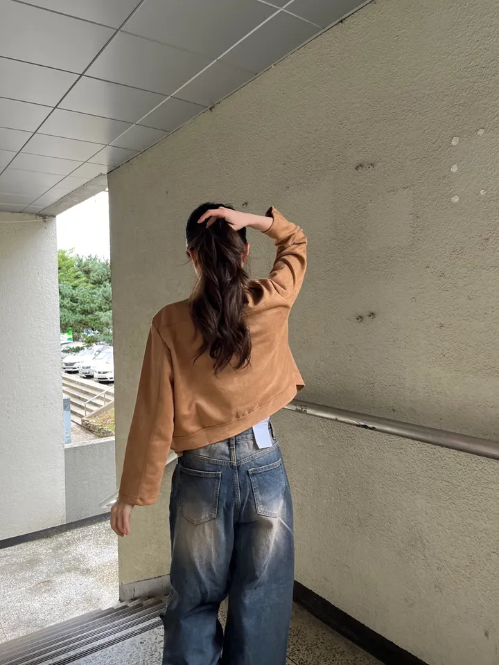 🚀당일출고🚀[스웨이드/간절기/크롭]스웨이드자켓 크롭자켓 블레이저 스웨이드 봄자켓 상세 이미지 22