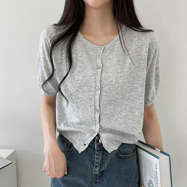 1+1할인!![고퀄뱀부소재!/기획특가] 설렘가득 봄여름가을내내 입기좋은 크롭 라운드넥 or 브이넥 반팔 린넨 반팔가디건 상세 이미지 14