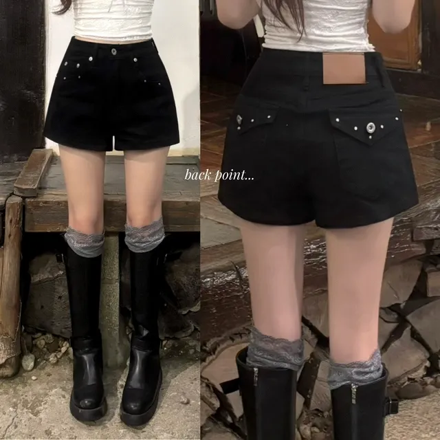 스터드point✨*백포켓* [사계절/데일리] 터밍 스터드 백포켓 코튼 데일리 숏 스판 반바지 팬츠