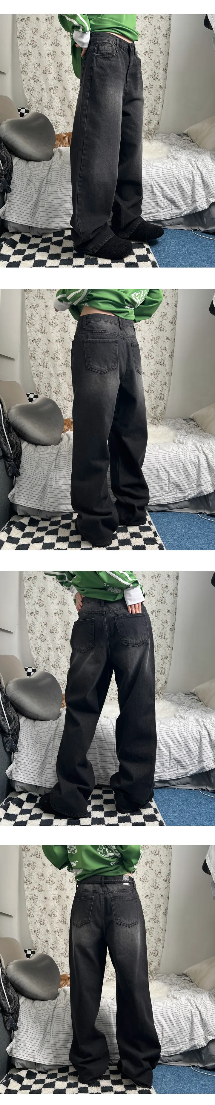sand washing denim wide pants 상세 이미지 5