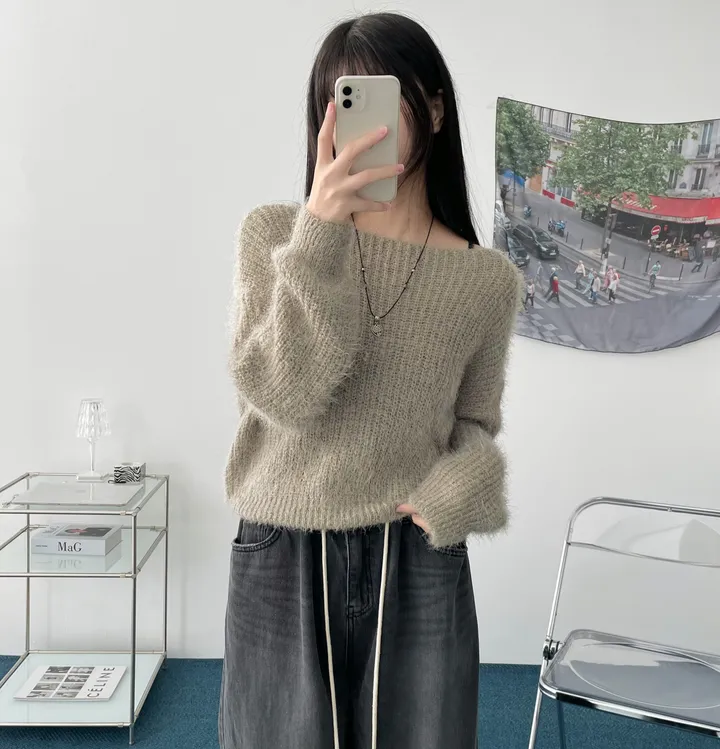 Pine leaf boat nect crop knit 상세 이미지 18