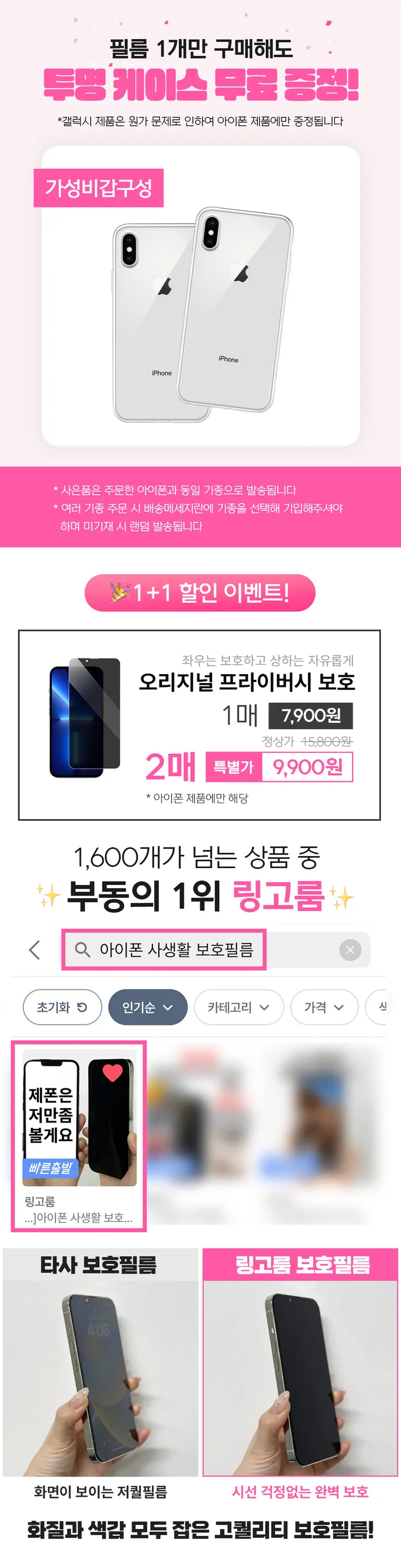 [익일도착🎁케이스증정] 아이폰 사생활 보호필름 프라이버시 2매 액정 강화 유리 커버 11 12 13 14 15 16 프로 맥스 미니 플러스 지문방지 블루라이트 시선 차단 풀커버 상세 이미지 5
