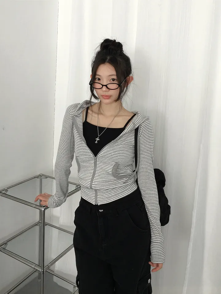 [말라핏보장❣️슬림핏 데일리 잔단가라 골지 후드집업] 로티단가라슬림후드집업 상세 이미지 7