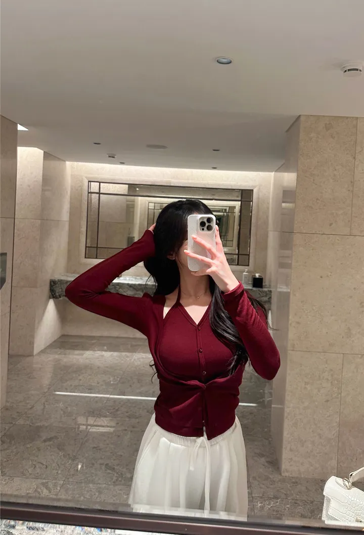 오묘한컬러감🌹*뷰엘단독* 아망 홀터넥 나시 가디건 투피스 세트 레이어드 가디건 봄가디건 상세 이미지 13