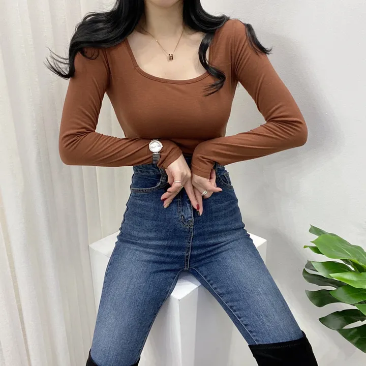 🚀당일발송🚀[묶음할인/안감기모] 가을 겨울 조이 기모 스퀘어넥 긴팔 티셔츠 이너티 상세 이미지 38