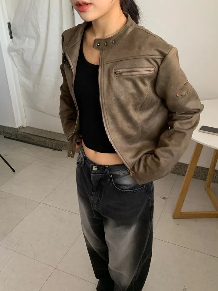 [빈티지힙🧸] 노카라 라이더 레더 가죽 자켓 상세 이미지 11